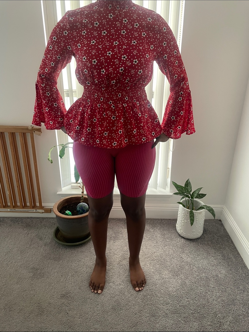 True Destiny Red Floral Peplum Blouse